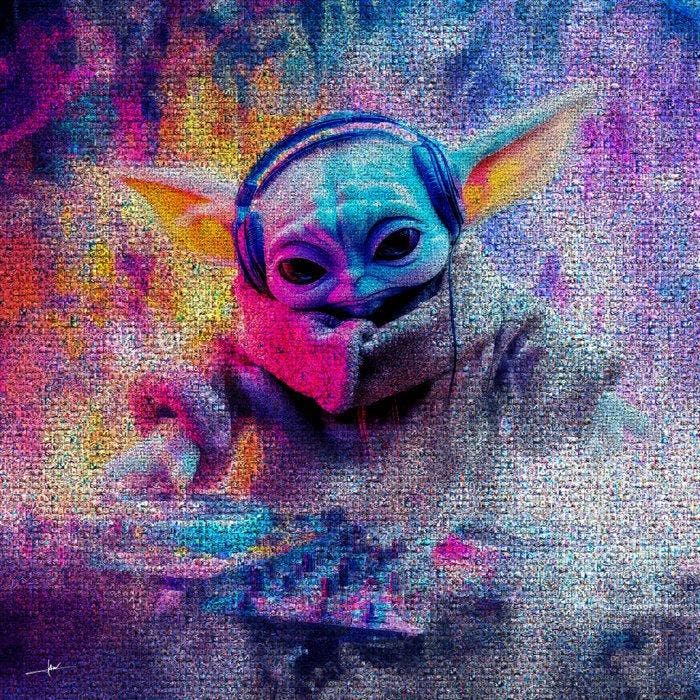 David Law - Crypto DJ Grogu - Format XL 60x60, Antiek en Kunst, Kunst | Designobjecten