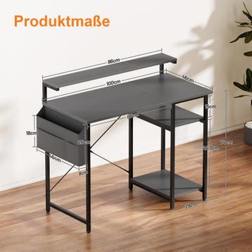 Bureau - Computertafel - Computerbureau - 100x48 cm - Grijs, Verzenden, Zo goed als nieuw