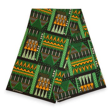 Afrikaanse wax print stof - Groen Emerald Spirit - 100% kato, Hobby en Vrije tijd, Ophalen of Verzenden, Nieuw