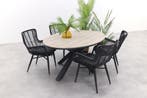 VDG Jasmine Black / GI Edison 180 x 115 cm. tafel - ovale, Verzenden, Nieuw, Wicker, Tuinset