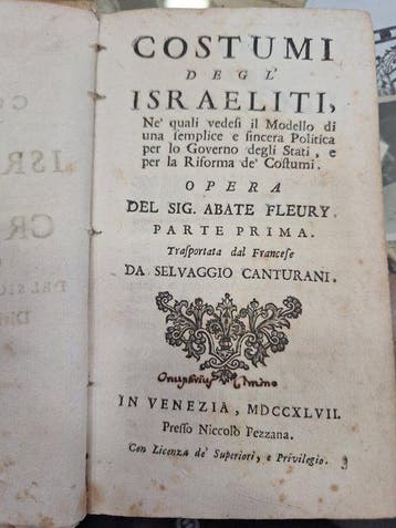 Abate Fleury; Selvaggio Canturani - Costumi degl Israeliti