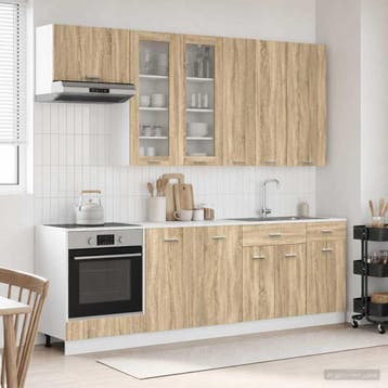 vidaXL Keukenblok LYON 8 st Sonoma Eiken Bewerkt hout, Verzenden, Nieuw, Bruin