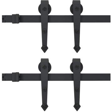 vidaXL Onderdelenset voor schuifdeur 2x183 cm staal zwart, Verzenden, Nieuw