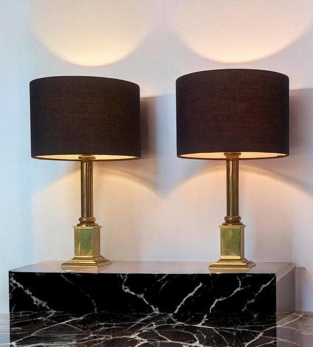 Lamp (2) - Kolom - Neoclassistische stijl - *Luxe* - massief, Antiek en Kunst, Curiosa en Brocante