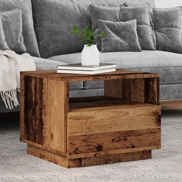 vidaXL Salontafel met LED-verlichting 50x49x40 cm oud, Minder dan 50 cm, 50 tot 100 cm, Verzenden, Nieuw