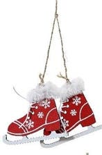 Houten Schaatsen Rood hanger 8 cm per stuk, Ophalen of Verzenden, Nieuw