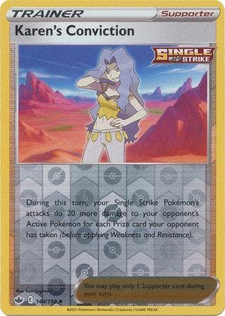 Karens Conviction 144/198 reverse holo Chilling Reign, Ophalen of Verzenden, Nieuw, Losse kaart, Foil
