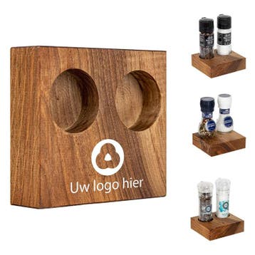 BLOC Solid - Peper en Zout Houder Notenhout Ø 46 mm, Diepte, Nieuw in verpakking