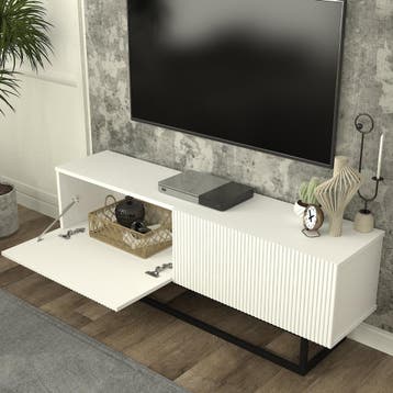 Tv-meubel Verpsboga kort frame 135x32x47 cm wit [en.casa], Verzenden, Nieuw