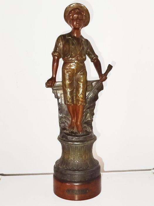 Alphonse Rucho (XIX-XX) - sculptuur, Gardien - 31 cm -, Antiek en Kunst, Antiek | Keramiek en Aardewerk