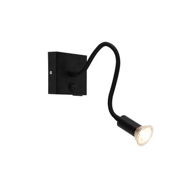 Moderne flexibele wandlamp USB zwart - Zeno, Verzenden, Nieuw