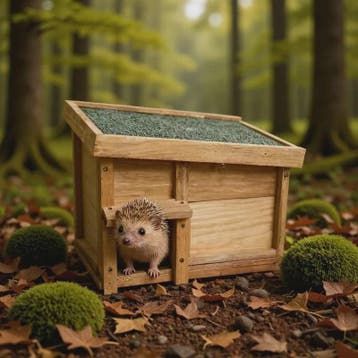 Houten Egelhuisje met Vilt Dak - Veilig Natuurlijk Nest voor, Dieren en Toebehoren