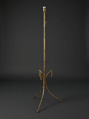 Staande lamp - Franse mid-eeuwse nepbamboe verguld messing, Nieuw