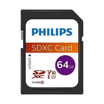 SDXC kaart | Philips | 64 GB (Class 10), Verzenden, Nieuw, Philips