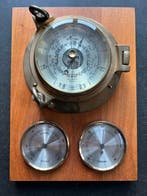 Weerstation - Gelakt messing, Kristal, Teak - Maritieme, Antiek en Kunst, Curiosa en Brocante