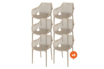 Set van 6 - Madino Air stapelbare stoel - Taupe, Tuin en Terras, Verzenden, Nieuw, Overige materialen