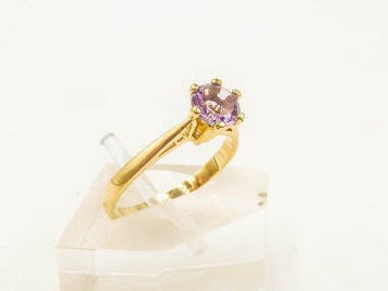 Ring - 18 karaat Geel goud Amethist, Sieraden, Tassen en Uiterlijk, Nieuw