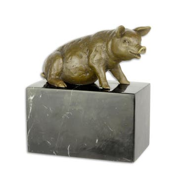 EEN BRONZEN BEELD VAN EEN ZITTEND VARKEN (Interieur), Verzenden, Nieuw