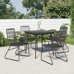 vidaXL 5-delige Tuinset PVC-rattan zwart, 4 zitplaatsen, Nieuw, Tuinset, Verzenden