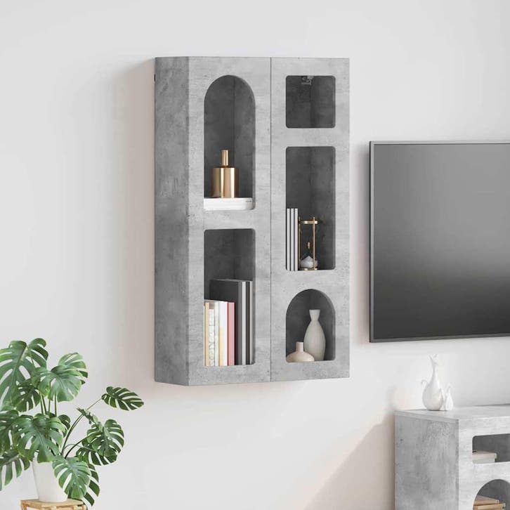 vidaXL Hangkast met plank Beton Grijs 59 x 20 x 100 cm, Huis en Inrichting, Kasten | Overige, Nieuw, Verzenden