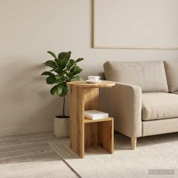 vidaXL Bijzettafel Artisanaal eiken Ø 39,5 x 55 cm Bewerkt, Verzenden, Nieuw, Overige houtsoorten