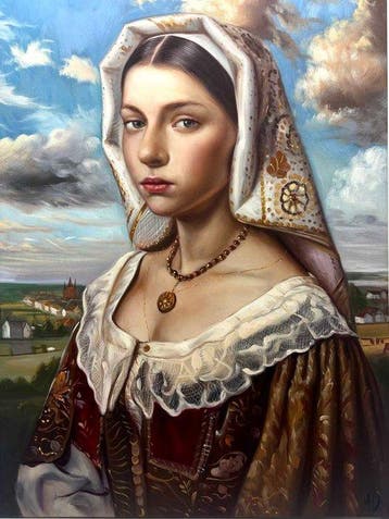 Anne Dias - (No Reserve - 100% hand painted) Lady Ysoria of, Antiek en Kunst, Kunst | Schilderijen | Modern