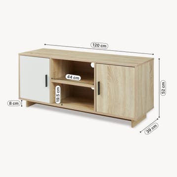Tv-meubel Kenta 120x39x52 cm sonoma eiken en wit [en.casa], Huis en Inrichting, Kasten | Dressoirs, Verzenden, Nieuw