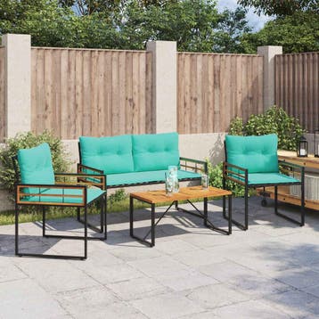vidaXL Buitenmeubelset 4 st Turquoise, Verzenden, Nieuw, 4 zitplaatsen