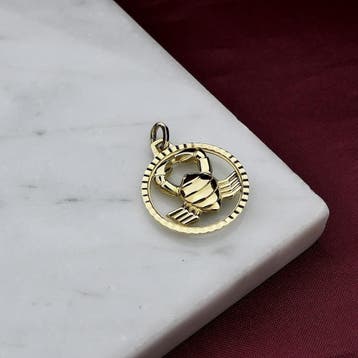 Gouden sterrenbeeld hanger Kreeft (Hanger of bedel), Ophalen of Verzenden, Gebruikt, Goud, Overige merken