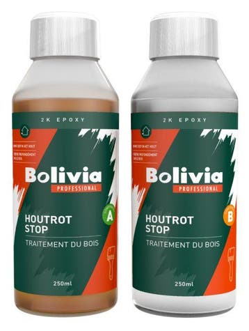 Bolivia Houtrotstop 2K - 200 ml (Kit - Plamuur, GEREEDSCHAP), Doe-het-zelf en Verbouw, Ophalen of Verzenden, Nieuw, Overige typen