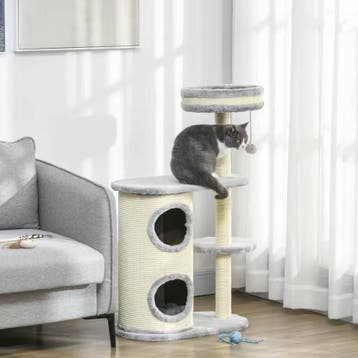 Nieuw Krabpaal – Klimboom met Krabvat – Grijs en licht beige, Dieren en Toebehoren, Verzenden, Nieuw, Krabpaal