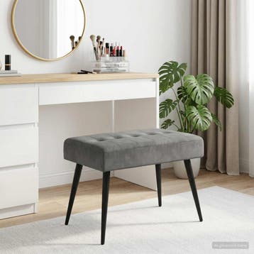 vidaXL Bank met knoopverstelling Donkergrijs 60 x 40 x 45 cm, Verzenden, Nieuw, Stof