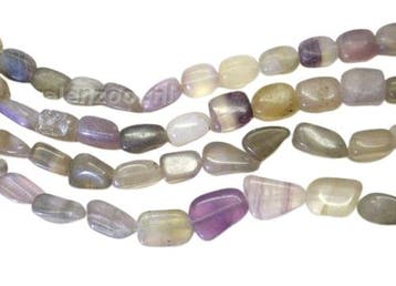 5 x Edelsteen kralen Fluoriet kussen 11 x 15 mm – gat 1 m., Ophalen of Verzenden, Nieuw, Kraal