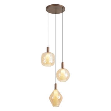 Design hanglamp donker brons 3-lichts - Ard, Verzenden, Nieuw, Design