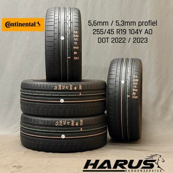 255/45/19 104Y AO Continental zomerbanden 5,6/5,3mm profiel, 19 inch, Gebruikt, 255 mm, Ophalen of Verzenden