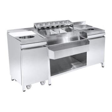 CombiSteel Cocktail Bar Station | RVS | Met Spoelbak | 1790x, Ophalen of Verzenden, Nieuw