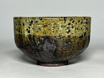 hi Ware Kiln-Transformed Tea Bowl with Intermingling Green