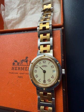 Hermès - Clipper - Vintage - Two Tone - Date - H Bracelet -, Sieraden, Tassen en Uiterlijk, Nieuw