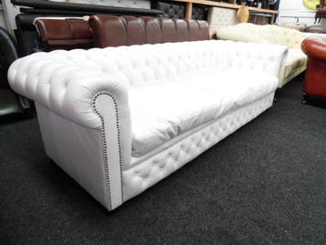 Chesterfield Maarssen TOPDEAL! 4 Zits Wit Leren Chesterfield, Ophalen, Chesterfield, Leer, Zo goed als nieuw