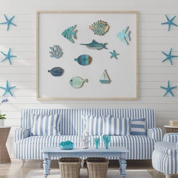 Houten Oceaan Muurdecoratie Set: Vissen, Koraal, Zeester & Z, Verzenden, Nieuw