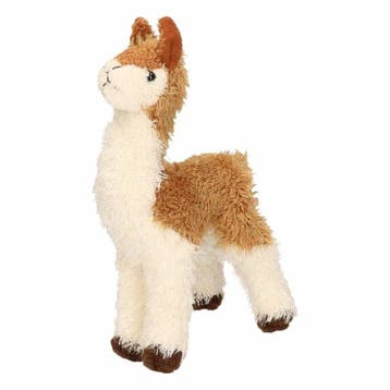 Pluche knuffel lama bruin/wit - klein - 18 cm, Verzenden, Nieuw