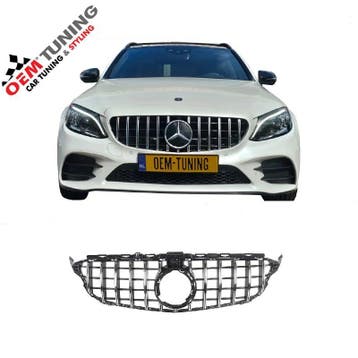 Grille C-Klasse W205 | GT-R Chrome Style | 18-23, Auto-onderdelen, Voor, Mercedes-Benz, Nieuw, Ophalen of Verzenden