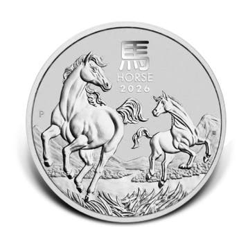 Zilveren Lunar munt Year of the Horse 2026 5 troy ounce, Verzenden