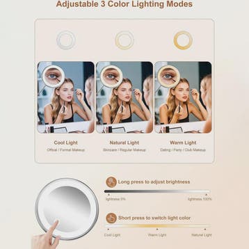 Vergrootglas Make-up Spiegel met LED Licht, Flexibele Hals &, Verzenden, Nieuw