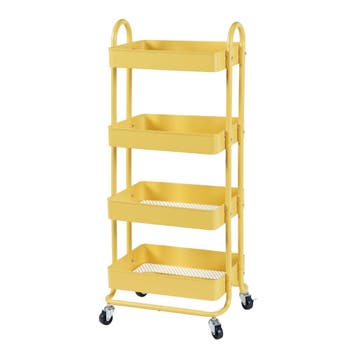 Keukentrolley Pyhäntä met 4 manden 103,5x46x35 cm geel [en.c, Verzenden