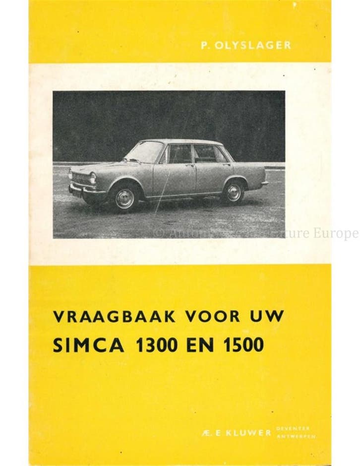 1963-1964 SIMCA 1300 | 1500 VRAAGBAAK NEDERLANDS, Auto diversen, Handleidingen en Instructieboekjes
