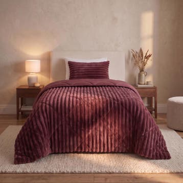 Lazy all-in-one dekbed ribstof - bordeaux - 140 x 200 cm |, Verzenden, Nieuw