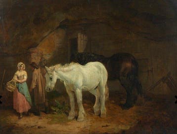 Francis Wheatley (1747 -1801) - Interno di stalla con, Antiek en Kunst