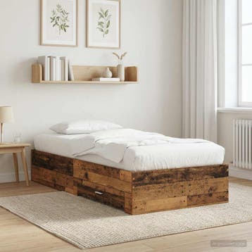 vidaXL Bedframe met lade met opslag Oud hout Bewerkt hout, Verzenden, Nieuw, Bruin, Hout