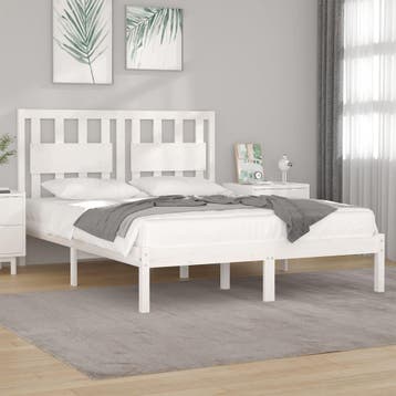 vidaXL Bedframe massief grenenhout wit 135x190 cm 4FT6, Verzenden, Wit, 190 cm of minder, Overige maten